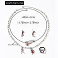 Halloween horror dark style necklace and earring set - trendy vampire bloodstained enamel ring jewelry for women