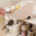 Kitchen pot and pan organizer with lid and spice storage, rolling under-sink cabinet organizer, multifunctional storage rack