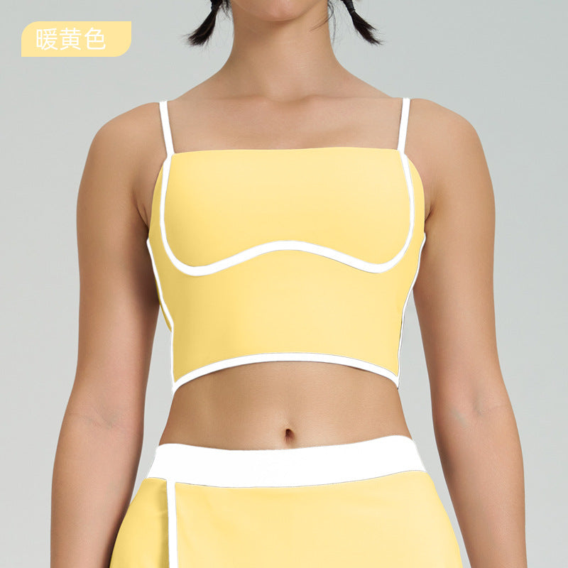 New color block quick-dry sports bra women's fitness shockproof fixed cup summer high-elastic yoga outfit top