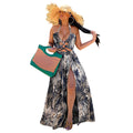 new arrival: cross-border e-commerce hot seller - halter neck maxi dress with digital print, european and american fashion style, flowy skirt, women's dress