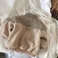 Girls' winter cotton-padded coat: loose-fit, lambswool trim, fleece-lined sweatshirt, unisex thickened warm outerwear
