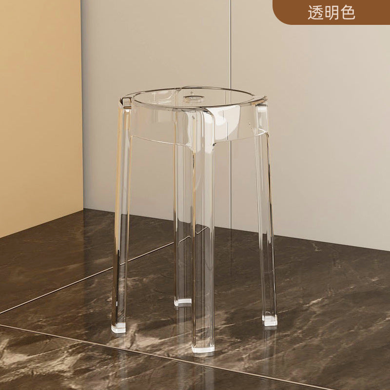 Acrylic plastic stool can be stacked household thickened modern simple stacked transparent chair windmill round rubber bench