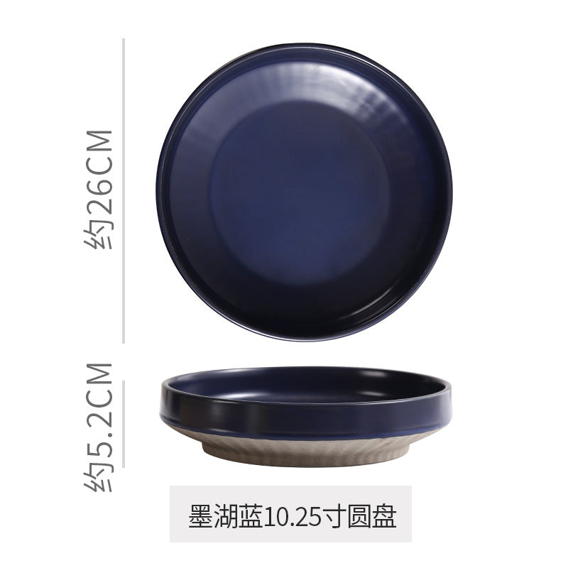 Retro stoneware dinner plate clay deep plate fruit salad plate japanese breakfast dessert plate pasta plate restaurant hotel plate