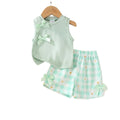 Baby clothing kids set children outfit green vest + shorts two-piece set