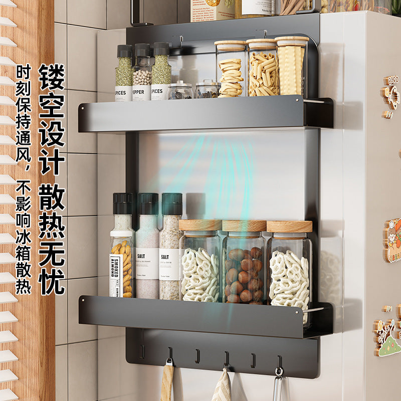 Refrigerator upper shelf side storage magnetic top hanger kitchen multi-layer plastic wrap seasoning bottle household storage rack