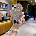 Three-dimensional wave electroplating suitable for apple 16pro cute cat mobile phone case iphonexr mirror flash diamond soft case