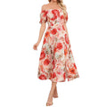 listing: new  original women's elegant floral print off-the-shoulder dress