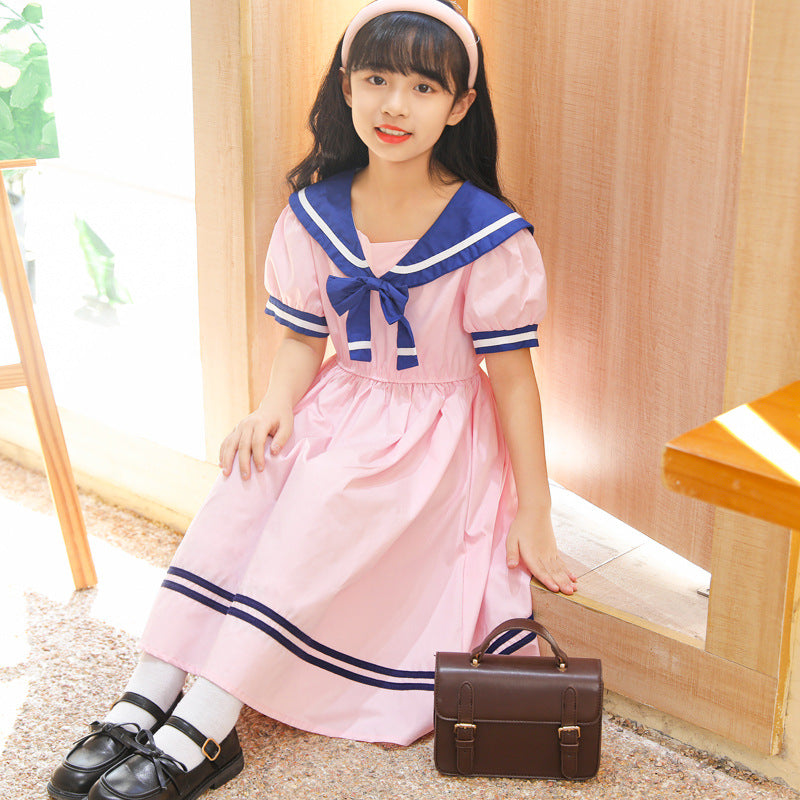 new arrival: stylish and chic preppy princess dress for girls - sailor collar summer dress for toddlers and big kids