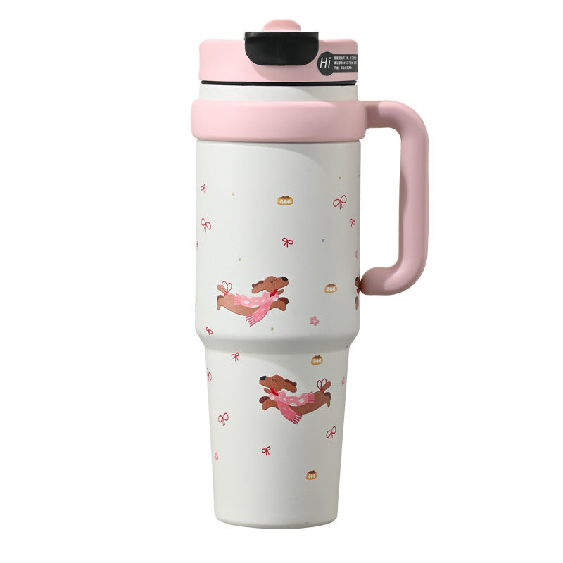 Personalized internet celebrity giant thermos cup 316 stainless steel straw water cup good-looking large capacity car ice cup