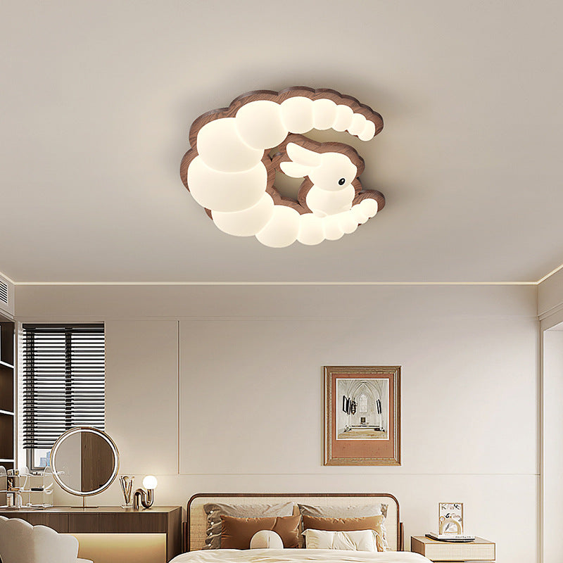 Walnut ceiling light cream antique children's room light creative modeling intelligent lighting warm bedroom light
