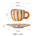Hand-painted ceramic coffee cup and saucer set - unique gift mug - creative niche gift - high-value handcrafted cup