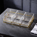Transparent ripple 6-compartment fruit plate + iron stand, thickened plastic