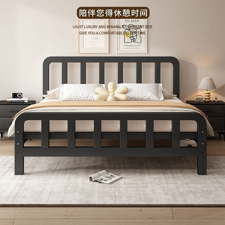 Thickened reinforced iron bed for home bedroom casual silent double bed rental house single dormitory black steel frame bed