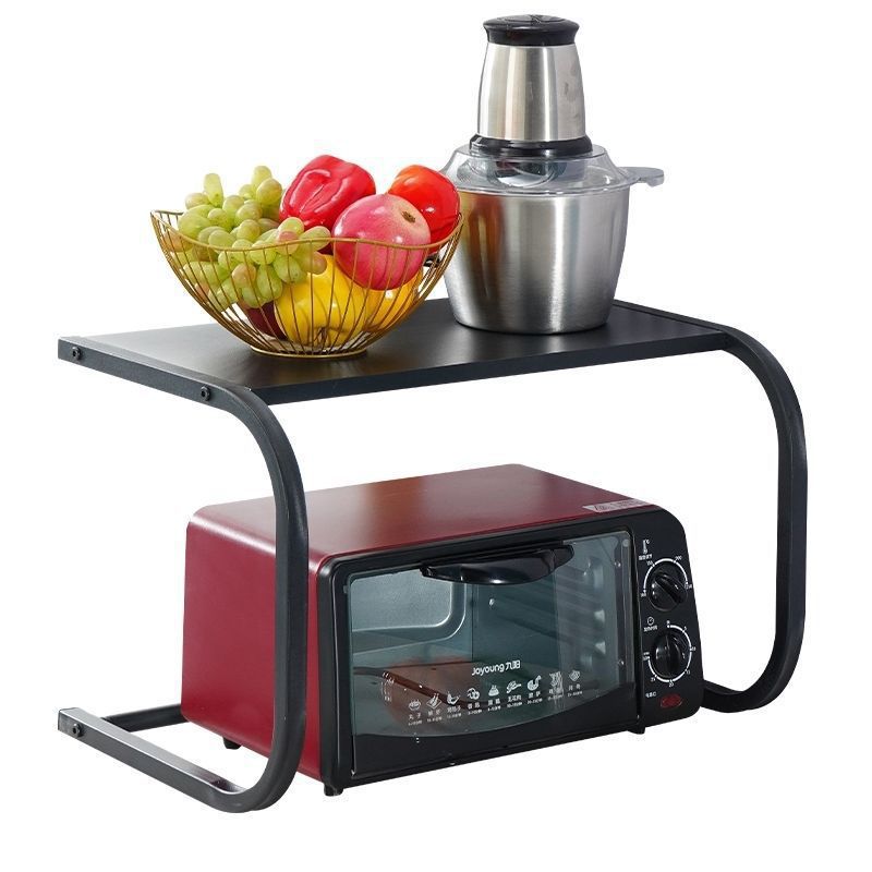 Microwave oven rack, oven & rice cooker organizer, household double-layer countertop desktop multifunctional storage shelf