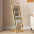 Minimalist multi-tier magazine rack display stand - freestanding bookshelf organizer for newspapers, magazines, and storage