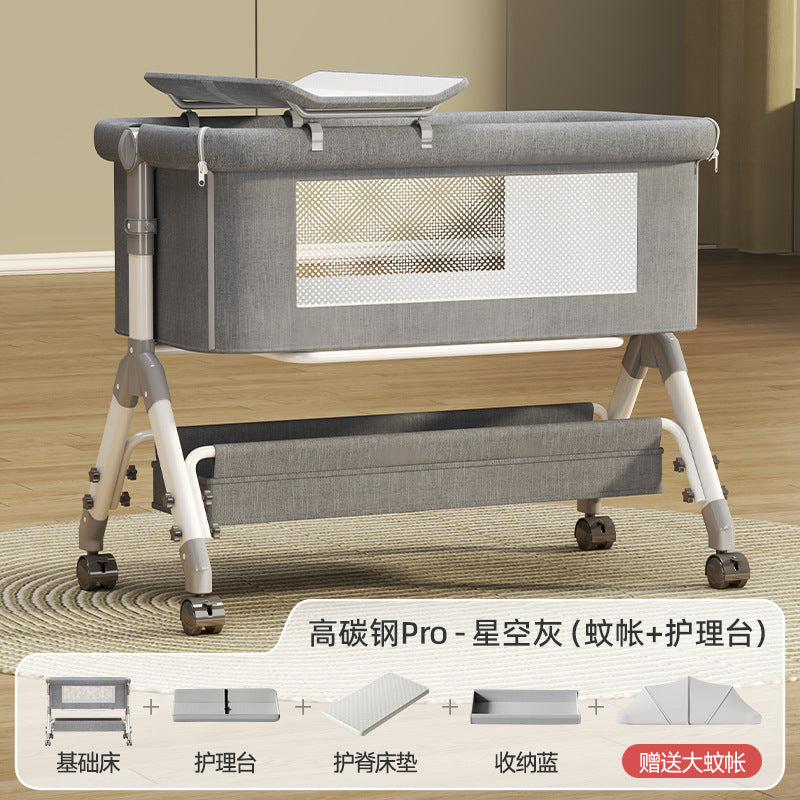 Baby crib: portable, multi-functional, foldable bassinet - newborn splice bed, convertible to full-sized bed