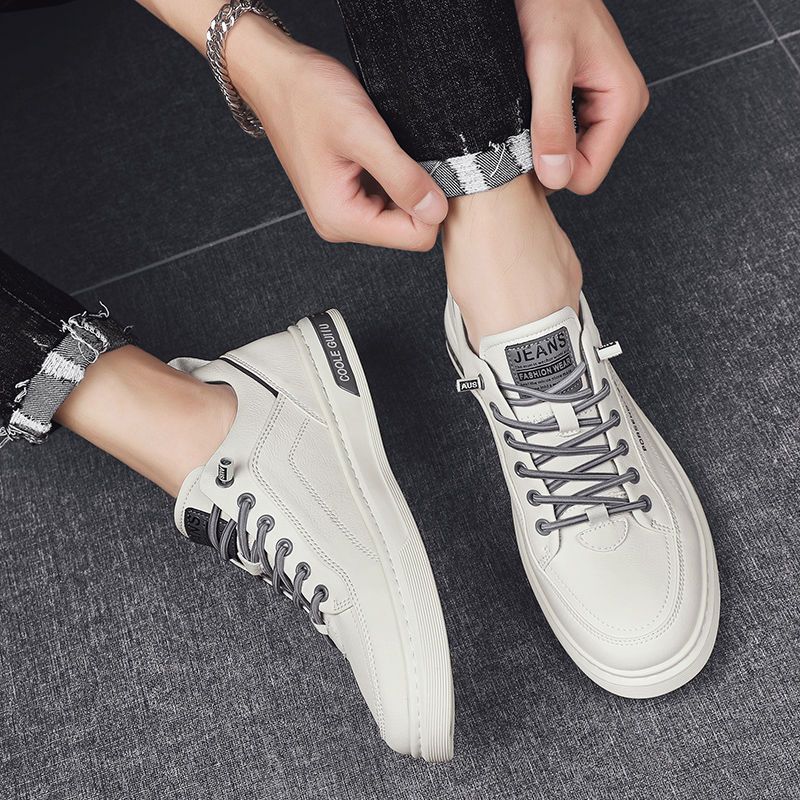 Men's shoes 2026 new spring collection: korean style trendy casual leather shoes, versatile sneakers, men's white canvas shoes 1987