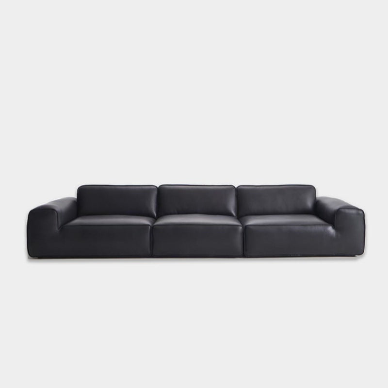 Big black bull sofa villa large apartment living room full genuine leather straight row normcore leather sofa combination casual 2.0 thickness