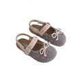 Vancahao girls' bow princess shoes,  spring/summer new korean style children's softwood toe sandals, birkenstock-style shoes