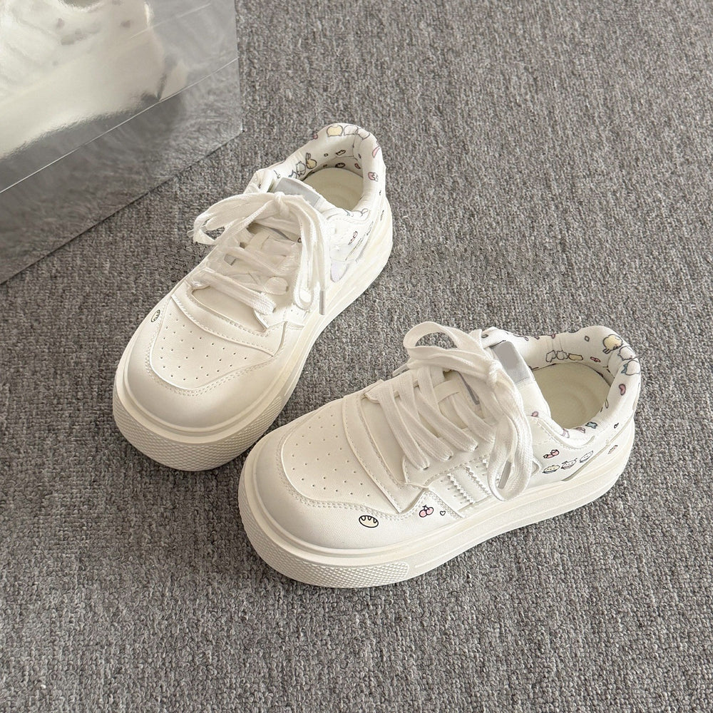 Thick solewhite shoes women's 2026springnew arrival women's shoes easiest for match student casual sneakers petites heightened bread shoes