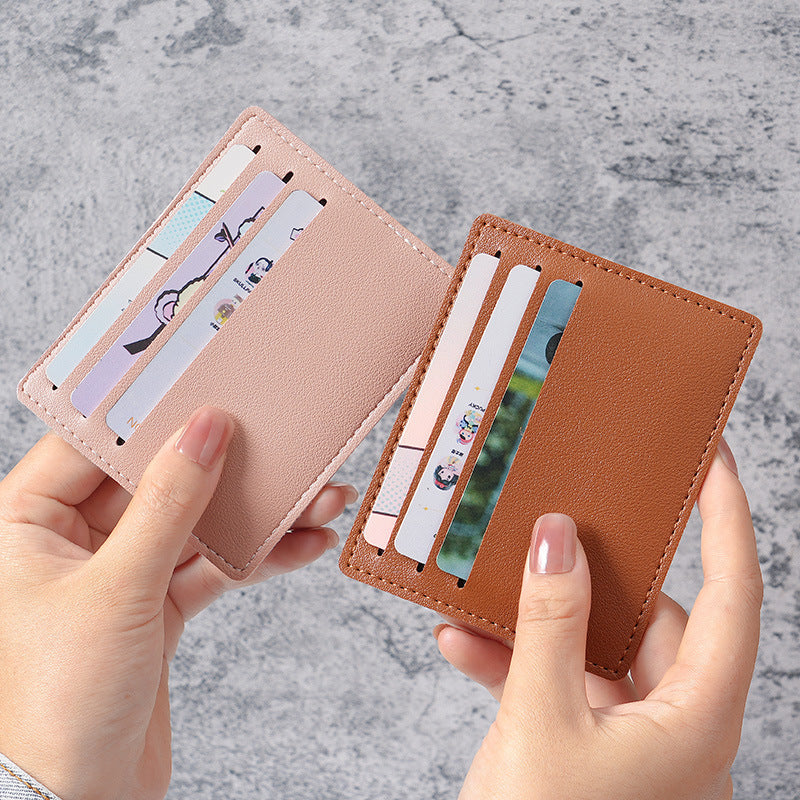 Small card bag for women, small and ultra-thin mini card clip, bus bank card cover for men, one piece portable anti-degaussing card bag.