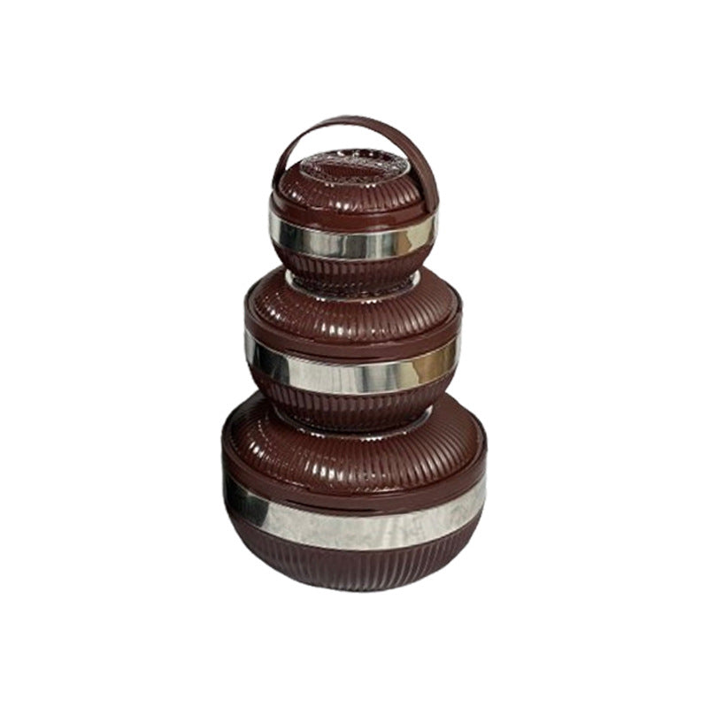 3pcs insulated round food container - food grade, airtight, long-lasting temperature lock lunch box - dropshipping available - perfect for office workers