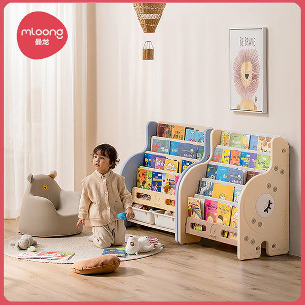 Manlong Children's Bookshelf Small Household Picture Book Shelf Floor-to-ceiling Bookcase Shelf 2-in-1 Baby Toy Storage Cabinet