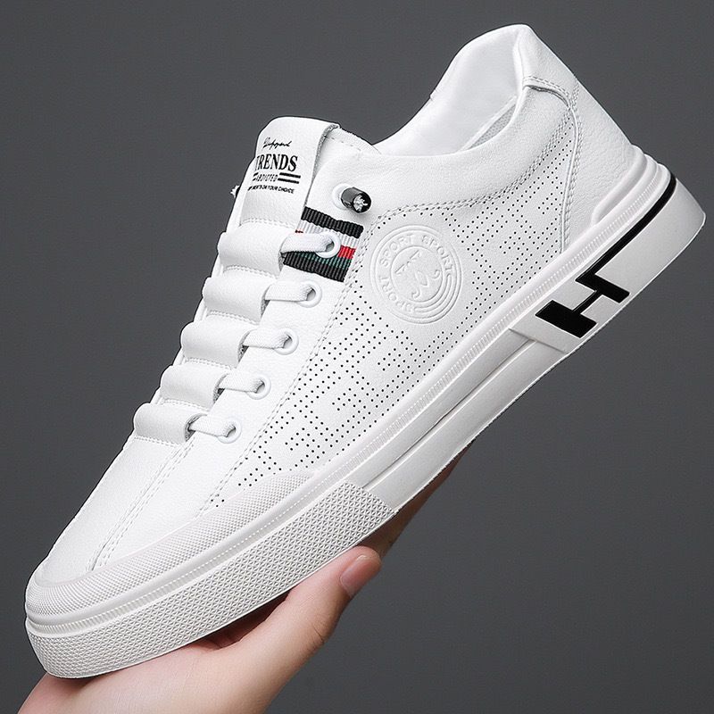 Summer men's shoes 2025 new white sneakers men's trendy versatile embossed breathable youth sports casual skate shoes