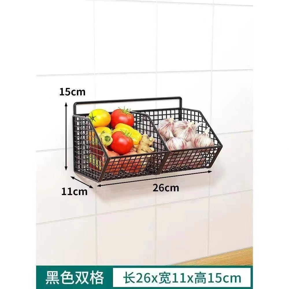 No punching onion ginger garlic storage box kitchen multi-functional shelf hanging vegetable basket seasoning wall hanging artifact