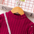 Girls' striped long-sleeve dress with pearl accents (toddler & little girl)