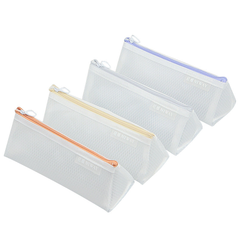 Waterproof and dirt-resistant transparent pencil bag Pencil bag Student high-value stationery bag Large capacity simple storage bag Examination bag