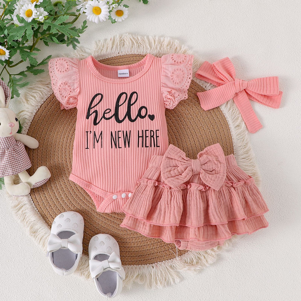 Children's clothing heeeo i'm new here mesh sleeve pit strips  cross-border