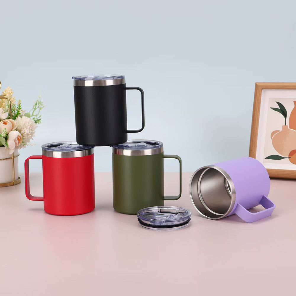 Amazon 304 stainless steel mug 12oz minimalist portable insulated tumbler with handle for home and office - wholesale