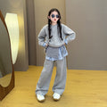 Super cute girls' activewear set, new for spring ! stylish three-piece set for girls, featuring a trendy drawstring hoodie and sweatpants