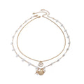 European and american cross-border jewelry: ocean-themed metal starfish and seashell necklace set with designer faux pearl chain