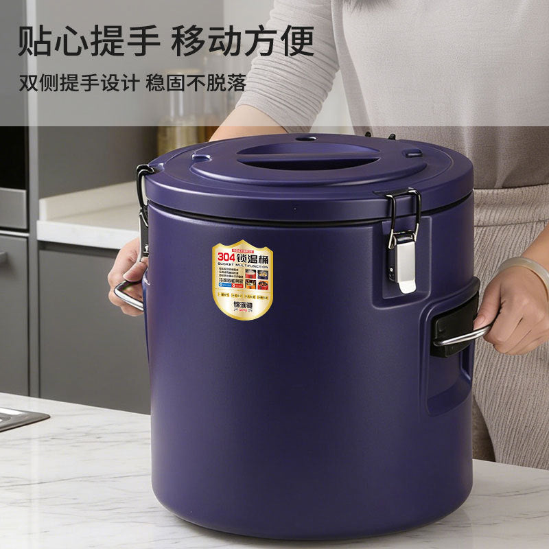 304 stainless steel insulated bucket, special soy milk bucket for stalls, outdoor camping style cold ice bucket, commercial large soup bucket