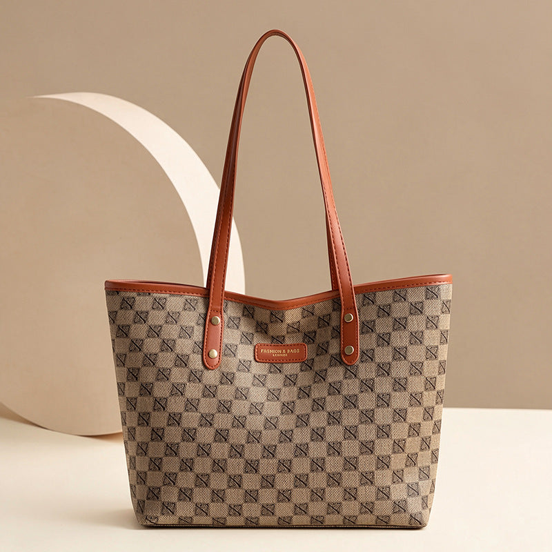 Large capacity women's fashion handbag - versatile tote bag, 2026 new shoulder bag, trendy printed everyday commuter bag