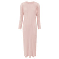 Amazon women's  european and american classic pleated long sleeve solid color midi slim fit slit dress