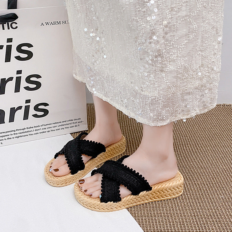 New platform sandals for women - summer outdoor wear, xishuangbanna bohemian style, hemp, beach-friendly, versatile sandals