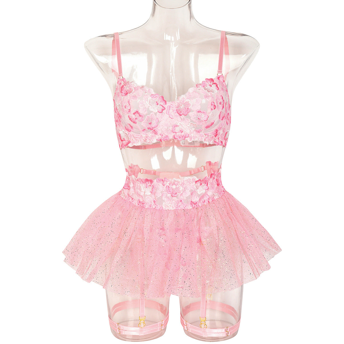 Sexy fun Lingerie independent station explosion heavy industry floral embroidery gathering fun suit fluffy skirt 3375