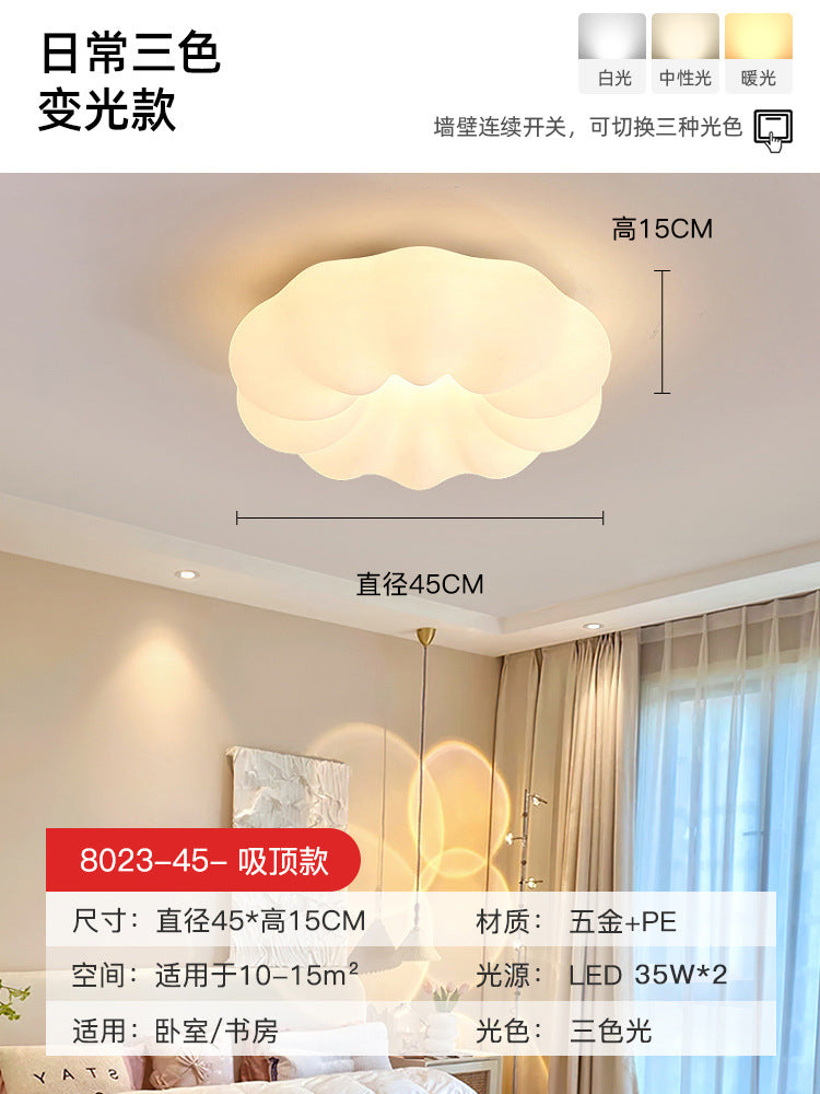 Guangdong Zhongshan Lighting Warm and Romantic Children's Room Bedroom Light Log Cream Wind Flower Master Bedroom Ceiling Light