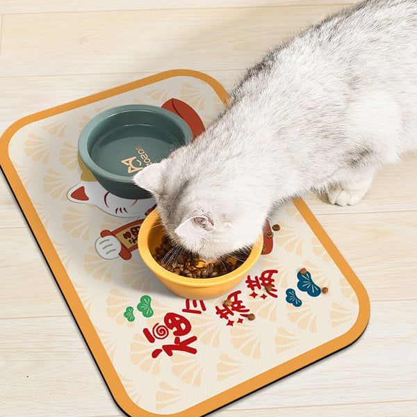 Cat pet placemat cat bowl mat dog eating cat bowl food basin plate mat pvc non-slip waterproof cat litter mat