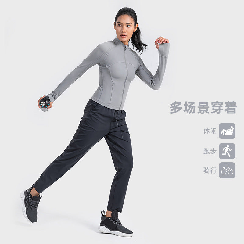 Vertical rib 2.0 high elastic tight moisture-absorbing yoga outwear sports running zipper shortjacketdaw006