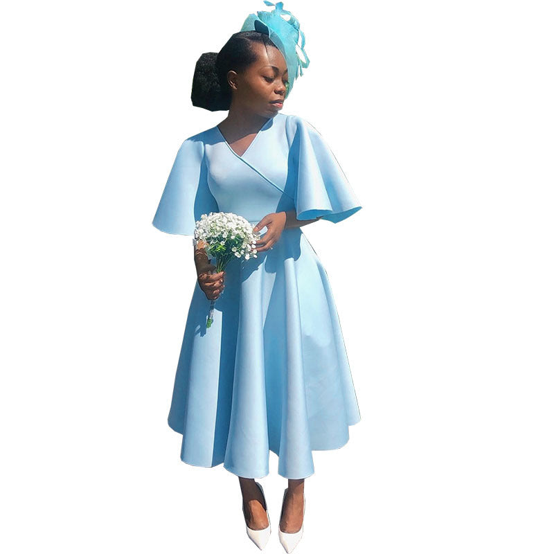 African cross-border  new european and american style elegant commute solid color loose fit dress