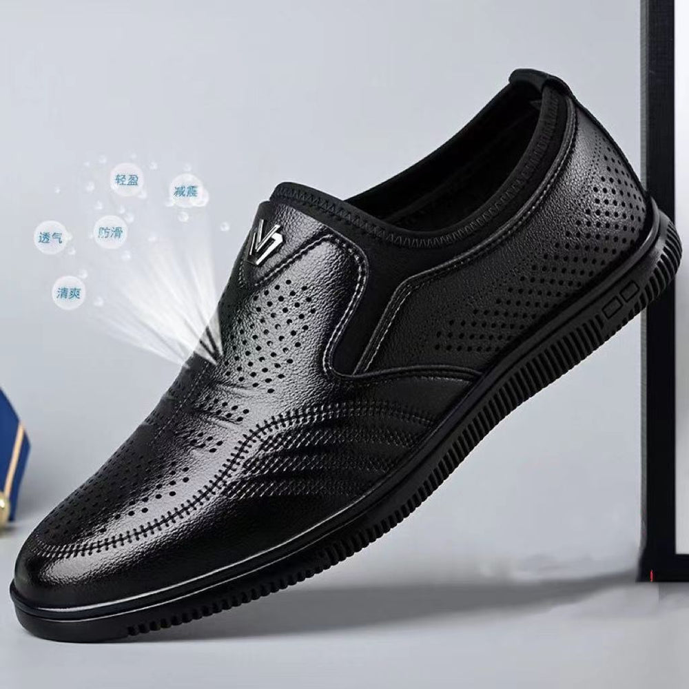 New arrival business hole cool leather shoes men's casual wedding groom british sandals summer breathable youth pointed toe men's shoes