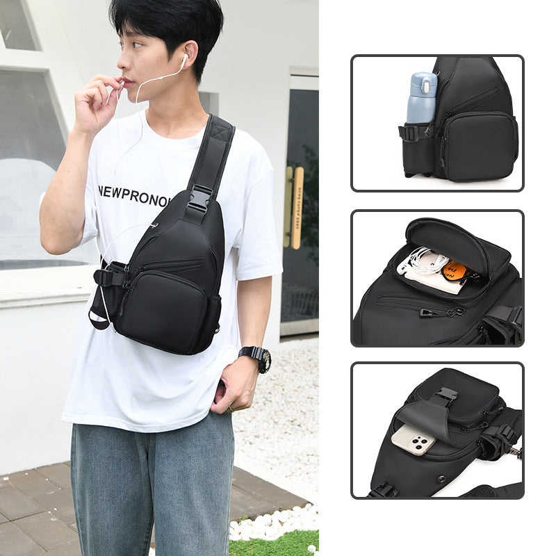 New men's breast bag women's waterproof large-capacity shoulder bag leisure bag nylon cloth messenger bag simple multi-functional bag