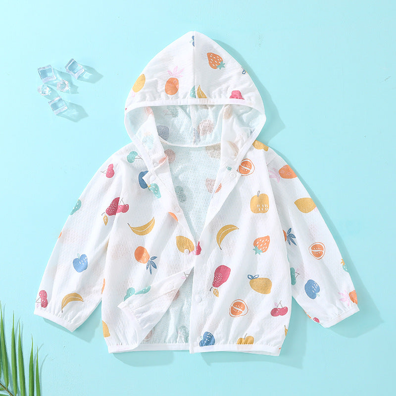 Baby sun protection clothing summer thin breathable pure cotton infant air conditioning shirt boys and girls children's sunscreen outerwear