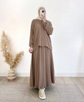 spring cross-border women's clothing set: relaxed fit long sleeve shirt and midi skirt - comfortable commute style