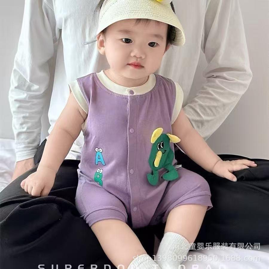 Summer outfit for baby boys and girls: lightweight sleeveless romper - newborn bodysuit, wide shoulder tank top, perfect for crawling and outdoor wear