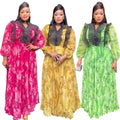 Amazon cross-border fashion: elegant long pleated skirts, plus-size african women's clothing, printed chiffon dresses